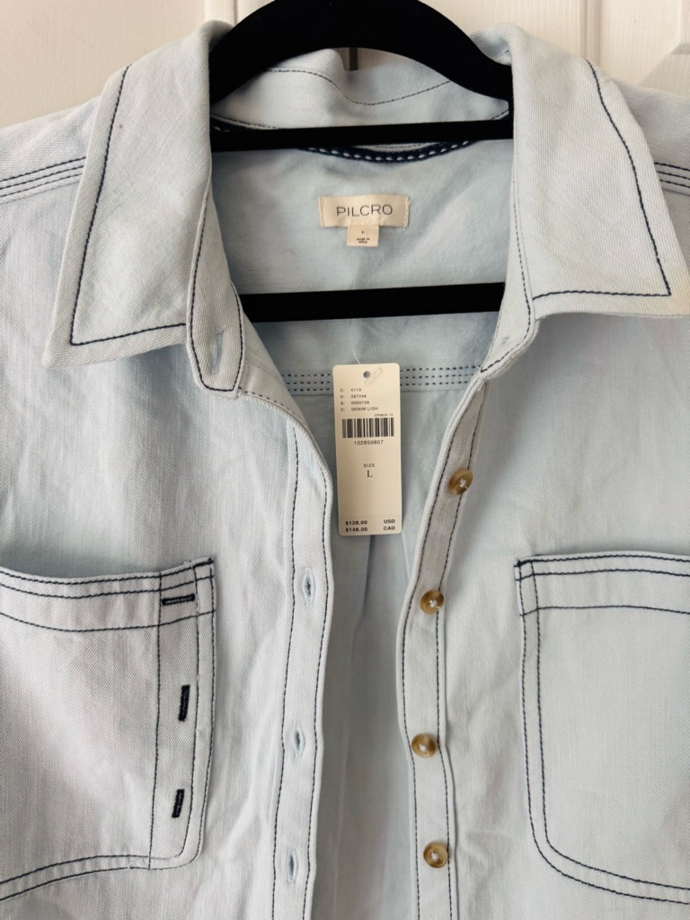 Anthropologie Pilcro Buttondown Denim  Patch Shirt - Picture 7 of 13